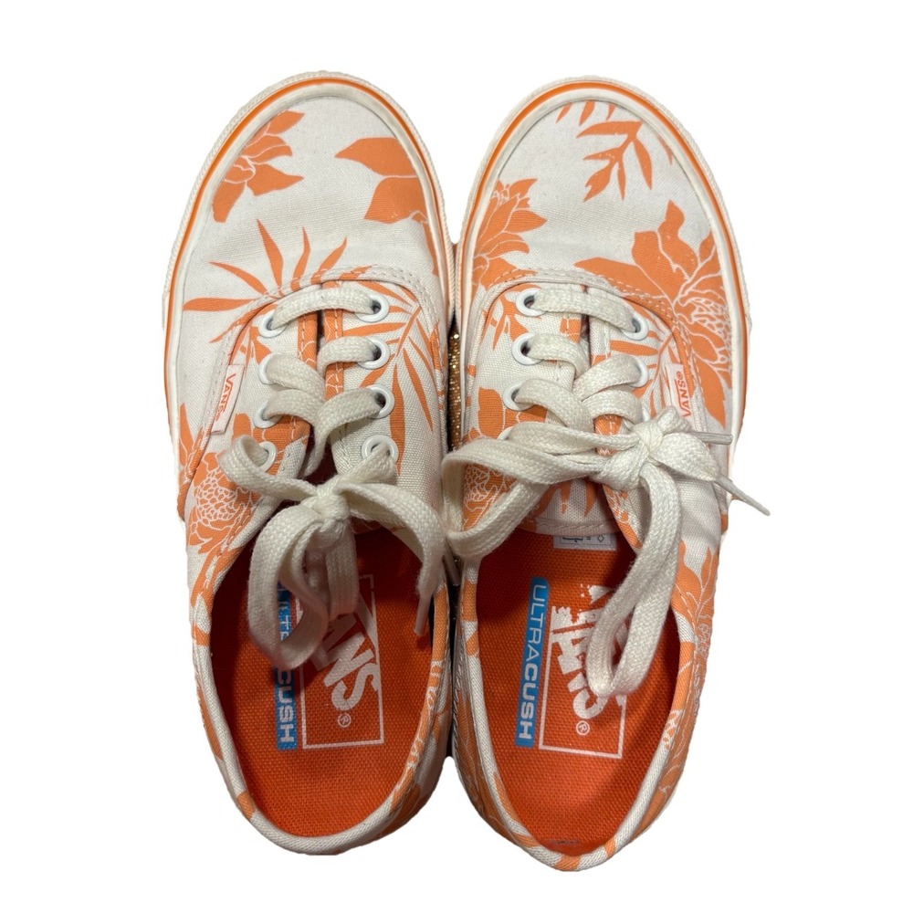 Vans Era Floral Canvas Sneakers Orange White Women's 5 Men's 3.5 UltraCush